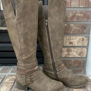 Jellypop Taupe Over the Knee Boots